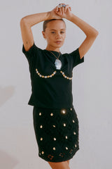 Black Crochet Shell Wrap Skirt