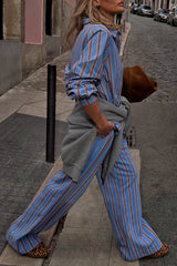 Blue Cotton Stripe Jogger