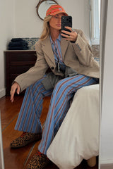 Blue Cotton Stripe Jogger