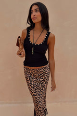 Black Studded Rib Vest