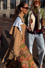 Tan Trench Coat with Gold Studs