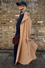 Tan Trench Coat with Gold Studs