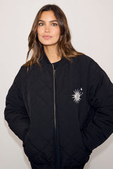 Black Nylon Bomber
