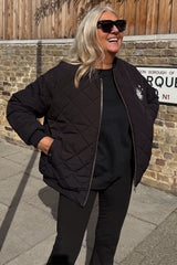 Black Nylon Bomber