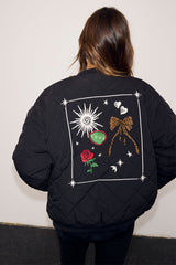 Black Nylon Bomber