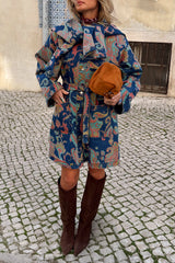 Denim Paisley Belted Shacket