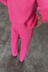 Pink Denim Scallop Detail Jeans