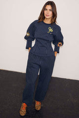 Navy Pinstripe Barrel Sweatshirt