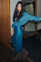 Teal Vegan Leather Jaspre Skirt