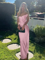 Off the Shoulder Sage Green Soft Satin Fitted Dress