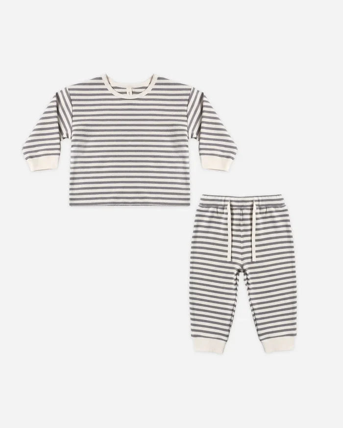 Quincy Mae Cozy Set, Slate Stripe