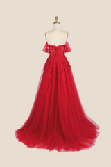 Black Floral Embroidery Strapless A-line Formal Dress