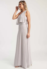 Revie London Grey Anastasia One Shoulder Maxi Dress