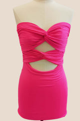 Double Twists Pink Fitted Mini Dress