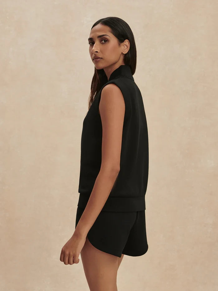 Varley Beau Sleeveless Half-Zip Sweat, Black
