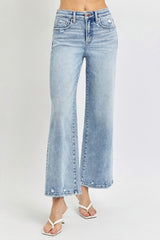 Hazel Blues® |  RISEN Tummy Control High Rise Crop Wide Leg Jeans