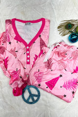 Hazel Blues® |  Printed V-Neck Long Sleeve Top and Pants Lounge Set