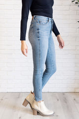 Hazel Blues® |  Justine High Rise Control Top Contrast Wash Skinny Jeans