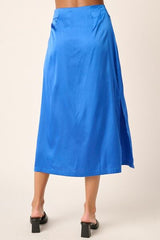 Hazel Blues® |  Mittoshop Side Slit Satin Midi Skirt