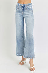 Hazel Blues® |  RISEN Tummy Control High Rise Crop Wide Leg Jeans
