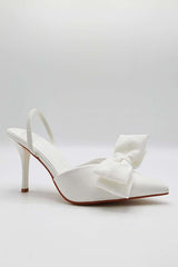 Jaycee Bow Detail Slingback Court Shoes in White