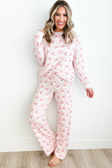 Hazel Blues® |  Santa Print Long Sleeve Top and Pants Lounge Set