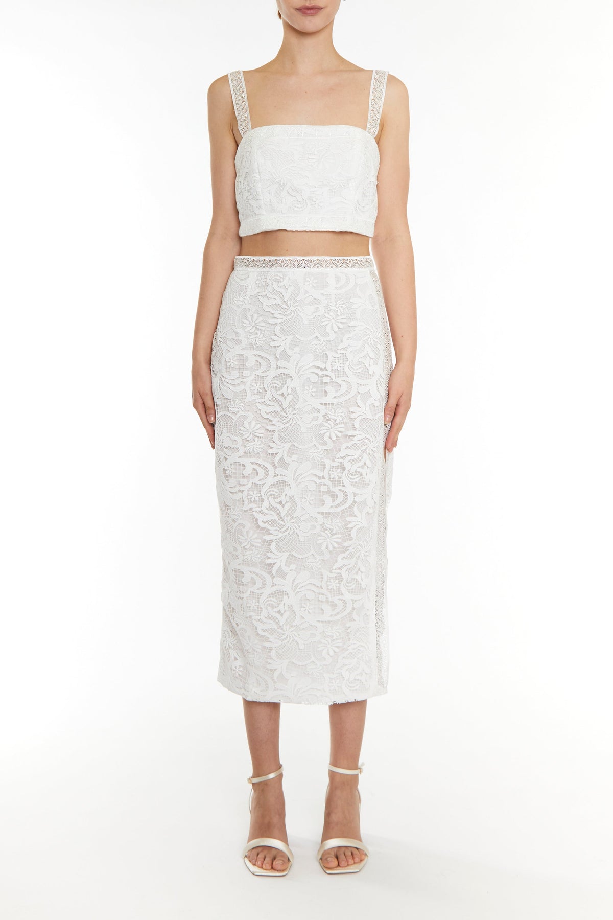 True Decadence White Celine Co-ord Pencil Skirt