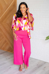 Hazel Blues® |  Magic Wide Leg Crop Pants in Hot Pink