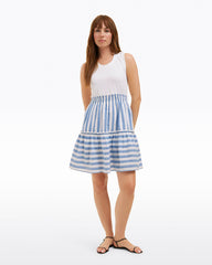 Arden Mixed Media Shirtdress in Wave Stripe