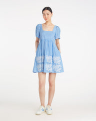 Dottie Babydoll Dress with Floral Embroidery