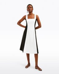Genevieve Midi Dress in Black and White