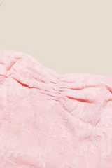 Flare Sleeves Pink Ruched A-line Long Dress