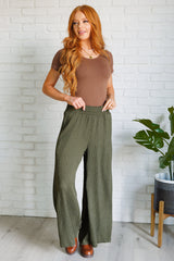 Hazel Blues® |  Harmony High Rise Wide Pants in Olive