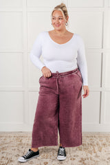 Hazel Blues® |  In or Out Wide Leg Cropped Pants in Eggplant