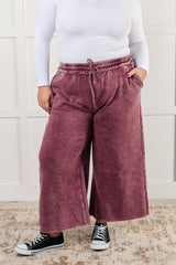 Hazel Blues® |  In or Out Wide Leg Cropped Pants in Eggplant