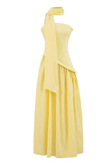 Pink Crepe Bodice Gathered Long Dress