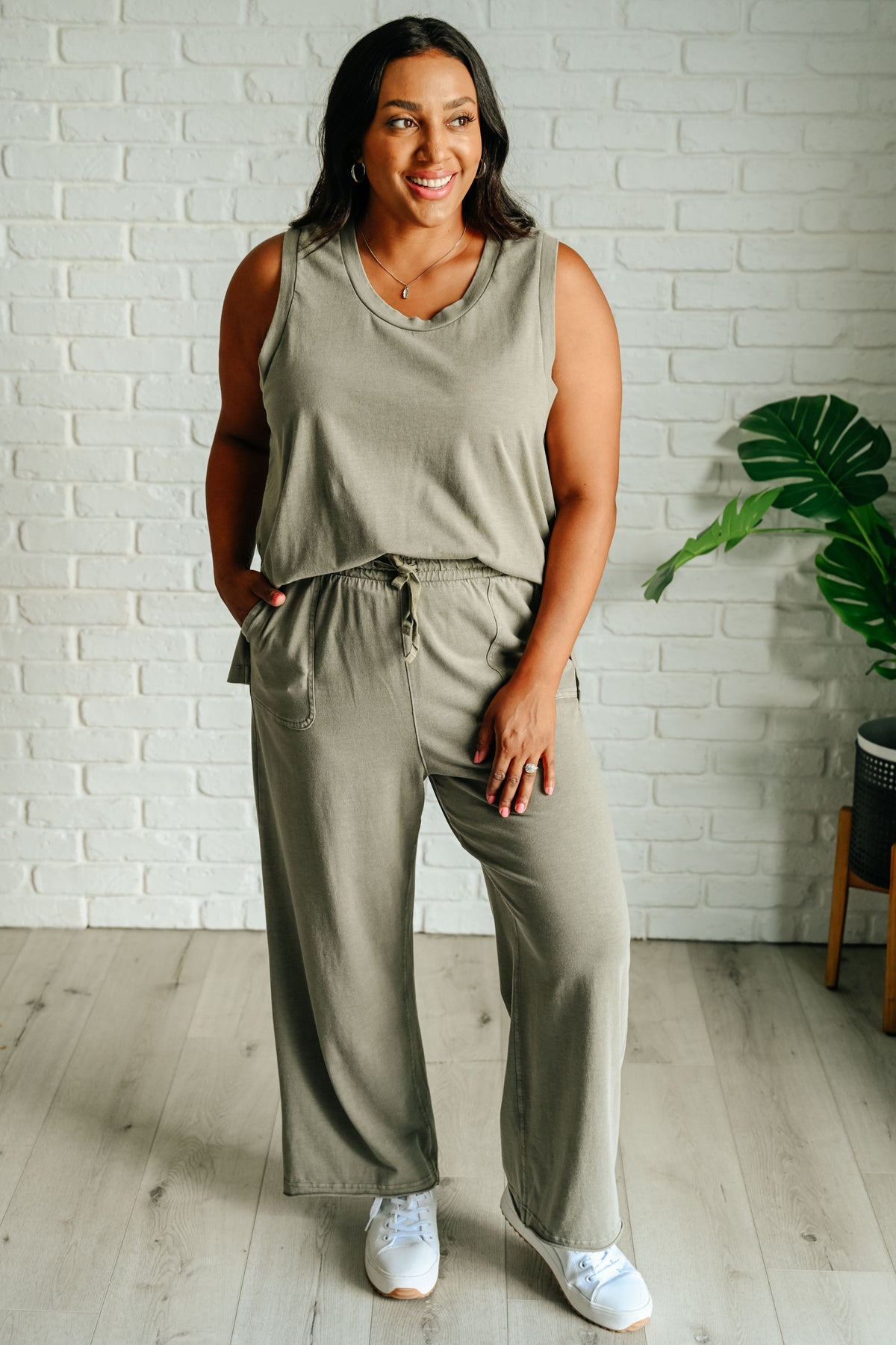 Hazel Blues® |  Taking It Easy Tank and Pants Set in Palm Forest