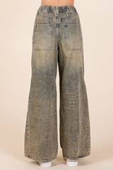 Hazel Blues® |  Mittoshop Washed Wide Leg Jeans with Pockets