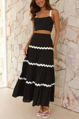 Hazel Blues® |  Contrast Trim Cami and Maxi Skirt Set