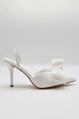 Jaycee Bow Detail Slingback Court Shoes in White