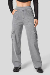 Hazel Blues® |  High Waist Straight Leg Cargo Jeans