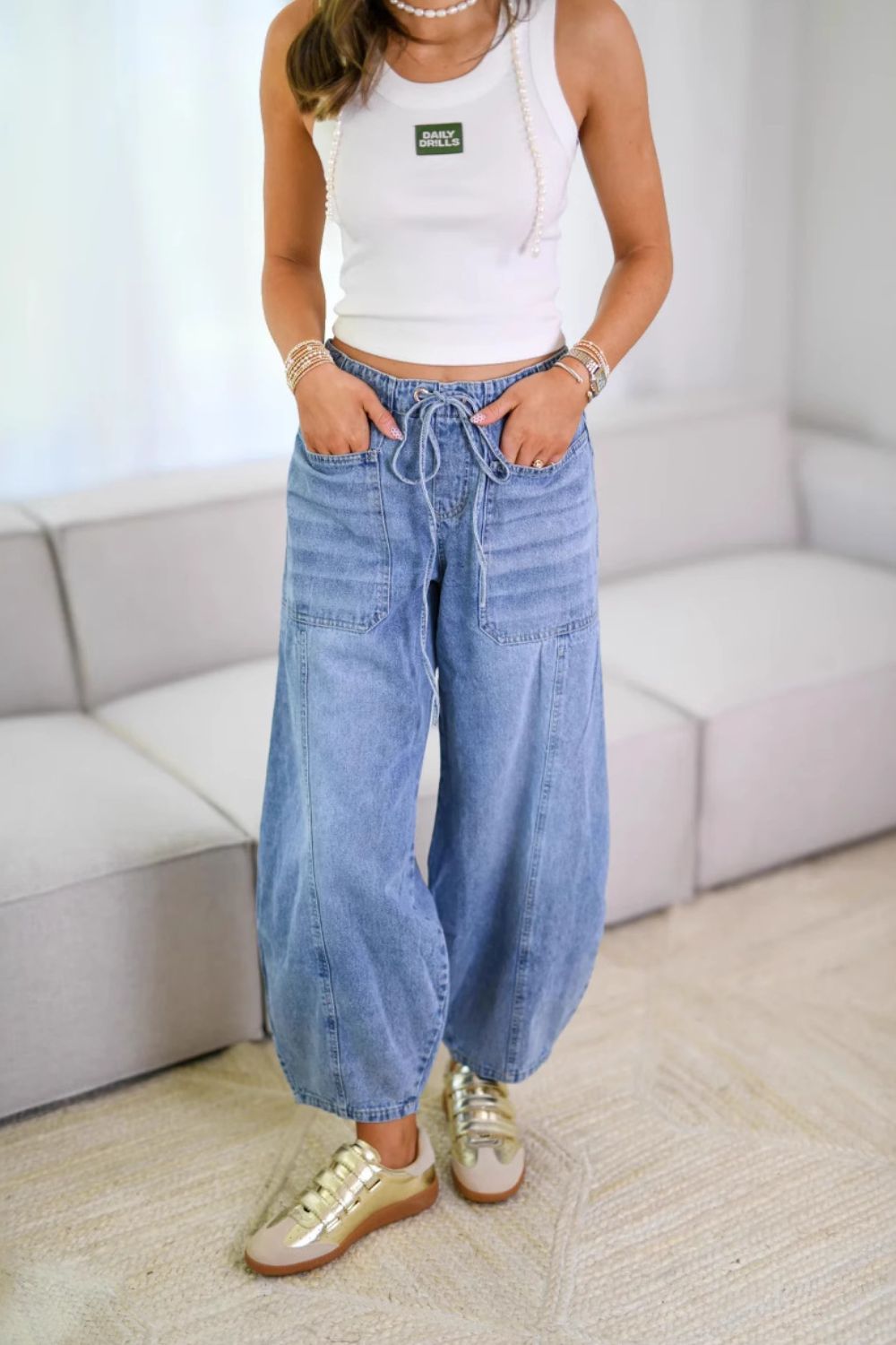 Hazel Blues® |  Drawstring Jeans with Pockets