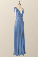 Blue Convertible Long Party Dress