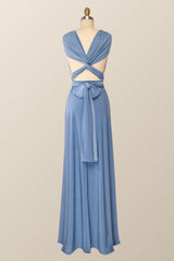 Blue Convertible Long Party Dress