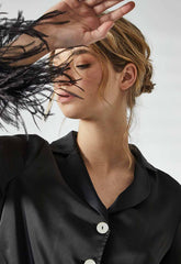 True Decadence Black Satin  Trim Pajamas