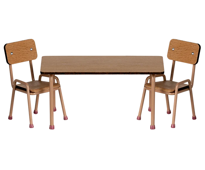 Maileg Table and Chair Set, Mouse, Dark Powder