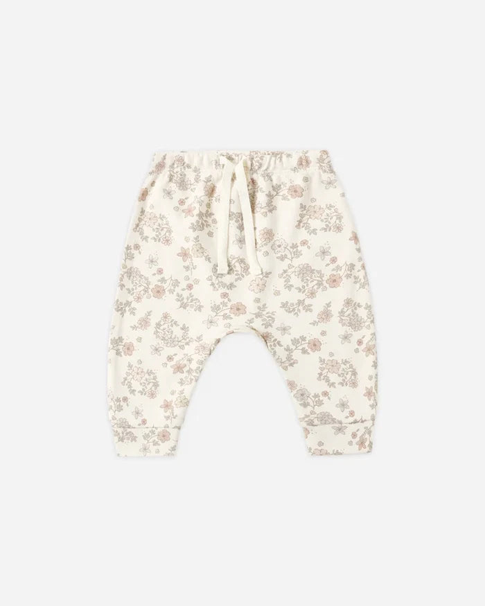 Quincy Mae Long Sleeve Tee + Drawstring Pant, Floral Vine
