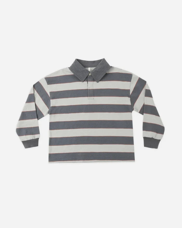 Rylee + Cru Rugby Polo, Sage Stripe
