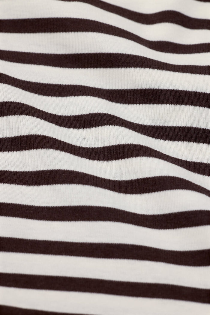 Striped Cotton Longsleeve in Mahagony Brown