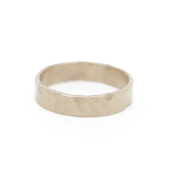 The Land of Salt Wide Hammered Ring - Multiple Options